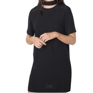 & OTHER STORIES Black Choke Collar Short Sleeve Shift Dress Soft Sexy 10